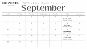 Novotel September Live Music Calendar